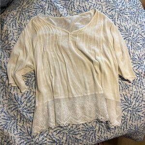 Elegant White Lace Trim Women's Top